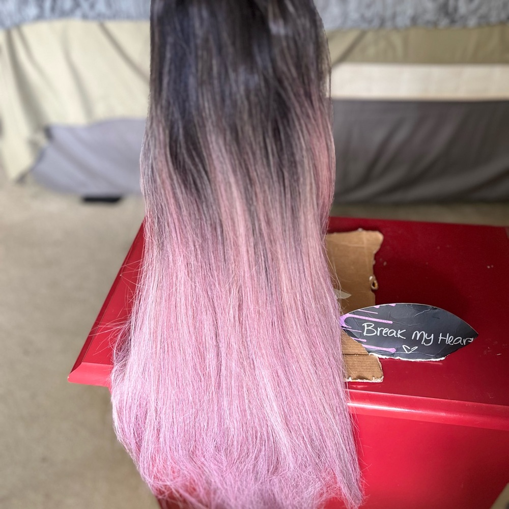 Chic Ombre Pink and Black Hair Extension